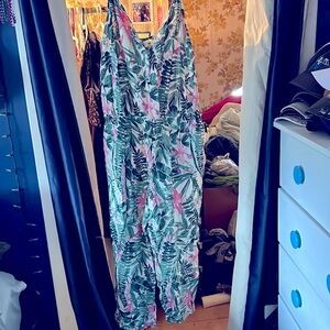 Old Navy Jumpsuit Plus Size 2X Tropical Floral Print Rayon Spaghetti Strap
